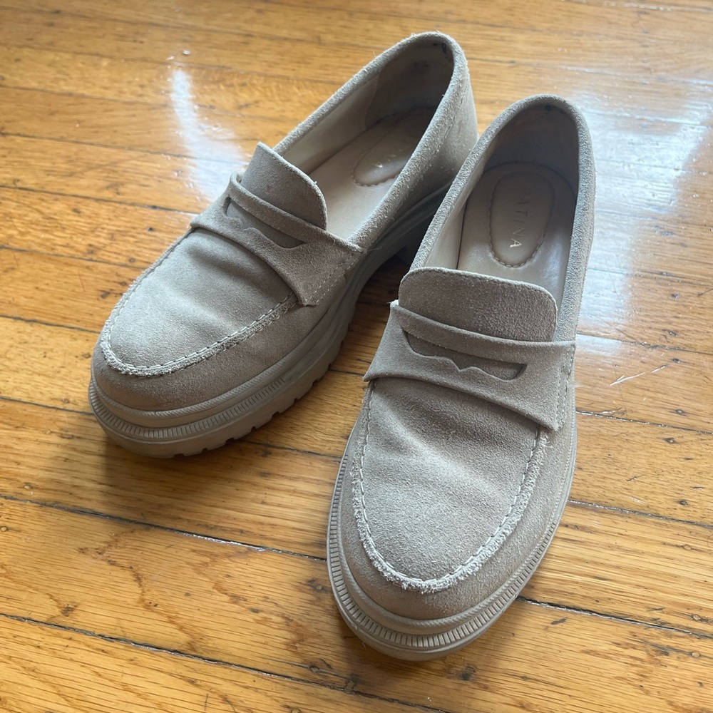 Patina Portland Leather Tan Suede Zoe Chunky Loafers